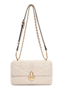 Women's Cream Long Strap Quilted Shoulder Bag | Derimod Women's Cream Long Strap Quilted Shoulder Bag | Derimod