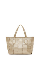 Kadın Altın Uzun Askılı Örgü Desenli Çapraz Çanta | Derimod Kadın Altın Uzun Askılı Örgü Desenli Çapraz Çanta | Derimod