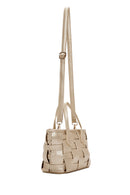 Kadın Altın Uzun Askılı Örgü Desenli Çapraz Çanta | Derimod Kadın Altın Uzun Askılı Örgü Desenli Çapraz Çanta | Derimod