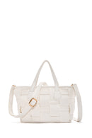 Kadın Krem Uzun Askılı Örgü Desenli Çapraz Çanta | Derimod Kadın Krem Uzun Askılı Örgü Desenli Çapraz Çanta | Derimod