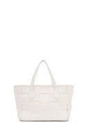 Kadın Krem Uzun Askılı Örgü Desenli Çapraz Çanta | Derimod Kadın Krem Uzun Askılı Örgü Desenli Çapraz Çanta | Derimod