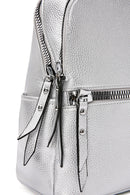Women's Silver Metallic Backpack | Derimod Women's Silver Metallic Backpack | Derimod