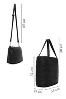 Kadın Siyah Uzun Askılı Örgü Omuz Çantası | Derimod Kadın Siyah Uzun Askılı Örgü Omuz Çantası | Derimod