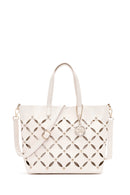 Women's Cream Braided Classic Shoulder Bag | Derimod Women's Cream Braided Classic Shoulder Bag | Derimod