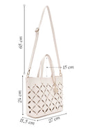 Women's Cream Braided Classic Shoulder Bag | Derimod Women's Cream Braided Classic Shoulder Bag | Derimod