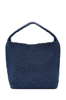 Women's Blue Long Strap Fabric Shoulder Bag | Derimod Women's Blue Long Strap Fabric Shoulder Bag | Derimod