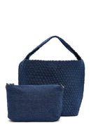 Women's Blue Long Strap Fabric Shoulder Bag | Derimod Women's Blue Long Strap Fabric Shoulder Bag | Derimod