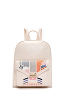 Women's White Printed Backpack | Derimod Women's White Printed Backpack | Derimod