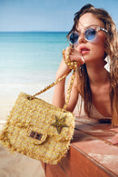 Women's Yellow Long Strap Shoulder Bag with Accessories | Derimod Women's Yellow Long Strap Shoulder Bag with Accessories | Derimod