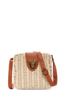 Women's Beige Long Strap Straw Crossbody Bag | Derimod Women's Beige Long Strap Straw Crossbody Bag | Derimod