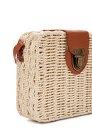 Women's Beige Long Strap Straw Crossbody Bag | Derimod Women's Beige Long Strap Straw Crossbody Bag | Derimod