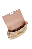 Women's Pink Long Chain Strap Straw Crossbody Bag | Derimod Women's Pink Long Chain Strap Straw Crossbody Bag | Derimod