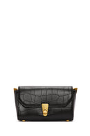Women's Black Crocodile Patterned Shoulder Bag | Derimod Women's Black Crocodile Patterned Shoulder Bag | Derimod