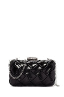 Women's Black Long Chain Strap Knitted Patterned Crossbody Bag | Derimod Women's Black Long Chain Strap Knitted Patterned Crossbody Bag | Derimod