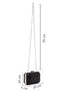 Women's Black Long Chain Strap Knitted Patterned Crossbody Bag | Derimod Women's Black Long Chain Strap Knitted Patterned Crossbody Bag | Derimod