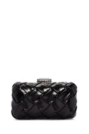 Women's Black Long Chain Strap Knitted Patterned Crossbody Bag | Derimod Women's Black Long Chain Strap Knitted Patterned Crossbody Bag | Derimod