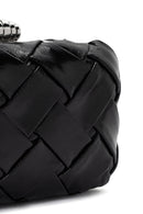 Women's Black Long Chain Strap Knitted Patterned Crossbody Bag | Derimod Women's Black Long Chain Strap Knitted Patterned Crossbody Bag | Derimod