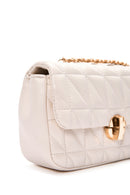 Women's Cream Long Strap Quilted Crossbody Bag | Derimod Women's Cream Long Strap Quilted Crossbody Bag | Derimod