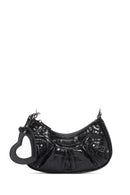 Kadın Siyah Uzun Askılı Kroko Desenli Omuz Çantası | Derimod Kadın Siyah Uzun Askılı Kroko Desenli Omuz Çantası | Derimod