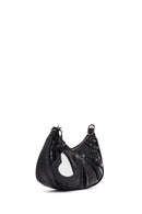 Kadın Siyah Uzun Askılı Kroko Desenli Omuz Çantası | Derimod Kadın Siyah Uzun Askılı Kroko Desenli Omuz Çantası | Derimod