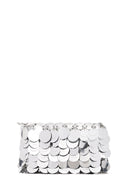 Women's Silver Long Chain Strap Sequin Cross Bag | Derimod Women's Silver Long Chain Strap Sequin Cross Bag | Derimod