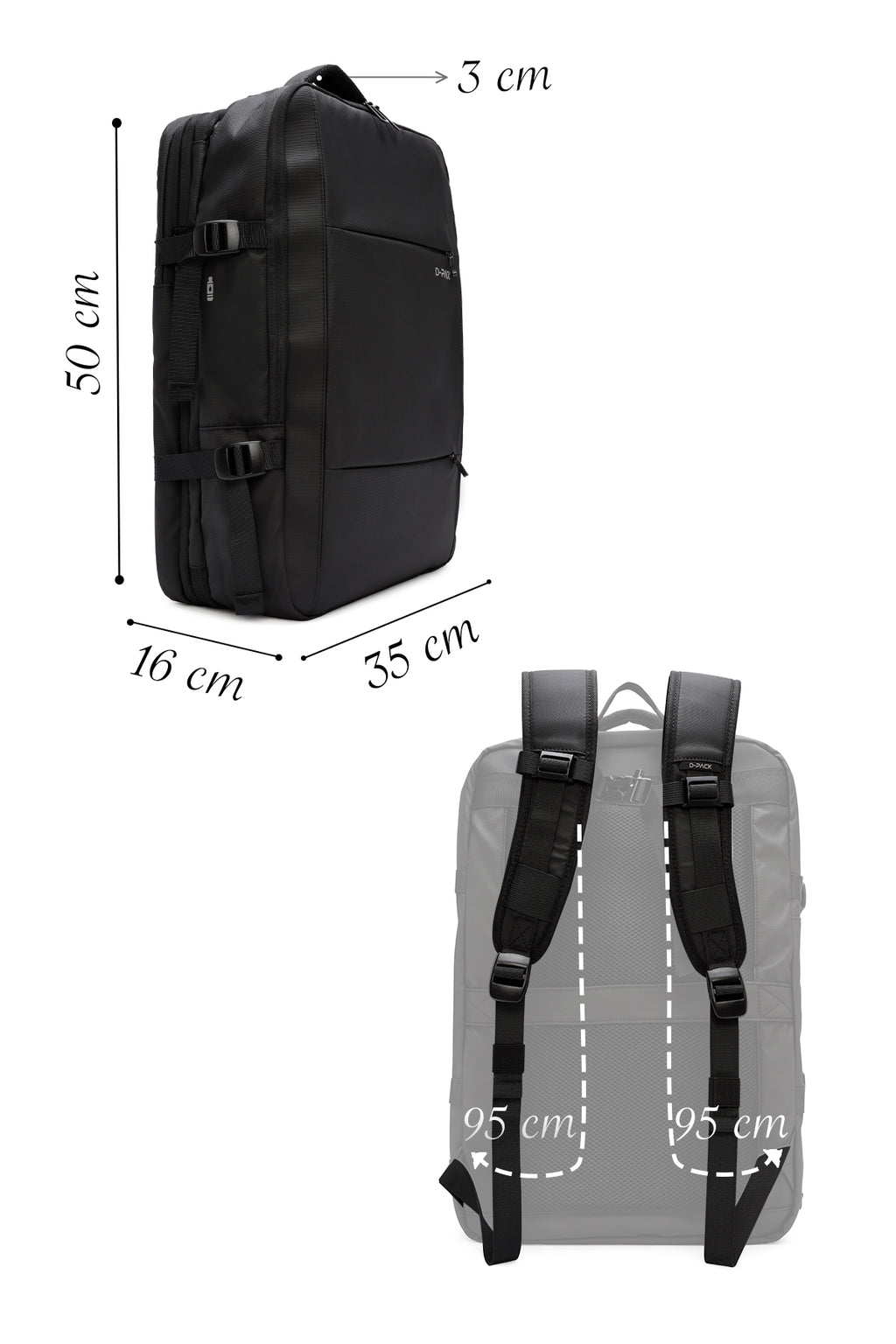 D-Pack Unisex Siyah Teknolojik Kumaş Sırt Çantası