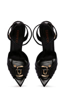 Kadın Siyah Bilekten Bantlı İnce Topuklu Deri Sandalet | Derimod Kadın Siyah Bilekten Bantlı İnce Topuklu Deri Sandalet | Derimod