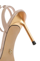 Women's Beige Ankle Strap Thin Heeled Leather Sandals | Derimod Women's Beige Ankle Strap Thin Heeled Leather Sandals | Derimod