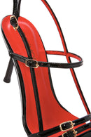 Kadın Siyah Bilekten Bantlı Arkası Açık Topuklu Rugan Deri Ayakkabı | Derimod Kadın Siyah Bilekten Bantlı Arkası Açık Topuklu Rugan Deri Ayakkabı | Derimod