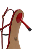 Women's Red Ankle Strap Open Back Heeled Patent Leather Shoes | Derimod Women's Red Ankle Strap Open Back Heeled Patent Leather Shoes | Derimod