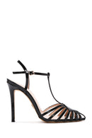 Women's Black Ankle Strap Thin Heeled Patent Leather Sandals | Derimod Women's Black Ankle Strap Thin Heeled Patent Leather Sandals | Derimod