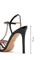 Women's Black Ankle Strap Thin Heeled Patent Leather Sandals | Derimod Women's Black Ankle Strap Thin Heeled Patent Leather Sandals | Derimod