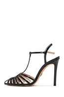 Women's Black Ankle Strap Thin Heeled Patent Leather Sandals | Derimod Women's Black Ankle Strap Thin Heeled Patent Leather Sandals | Derimod