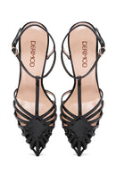 Women's Black Ankle Strap Thin Heeled Patent Leather Sandals | Derimod Women's Black Ankle Strap Thin Heeled Patent Leather Sandals | Derimod