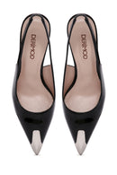 Kadın Siyah Arkası Açık Topuklu Rugan Deri Ayakkabı | Derimod Kadın Siyah Arkası Açık Topuklu Rugan Deri Ayakkabı | Derimod