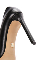 Women's Black Thin Heeled Leather Stiletto | Derimod Women's Black Thin Heeled Leather Stiletto | Derimod
