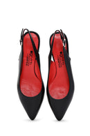 Derimod Gritti Women's Black Open Back Short Thick Heeled Leather Shoes | Derimod Derimod Gritti Women's Black Open Back Short Thick Heeled Leather Shoes | Derimod