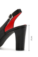 Derimod Gritti Women's Black Open-Back Heeled Leather Shoes | Derimod Derimod Gritti Women's Black Open-Back Heeled Leather Shoes | Derimod