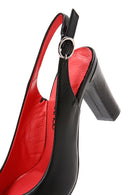 Derimod Gritti Women's Black Open-Back Heeled Leather Shoes | Derimod Derimod Gritti Women's Black Open-Back Heeled Leather Shoes | Derimod