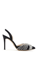 Women's Black Stone Open Back Thin Heeled Shoes | Derimod Women's Black Stone Open Back Thin Heeled Shoes | Derimod