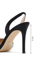 Women's Black Stone Open Back Thin Heeled Shoes | Derimod Women's Black Stone Open Back Thin Heeled Shoes | Derimod