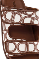 Women's Brown Banded Leather Slippers | Derimod Women's Brown Banded Leather Slippers | Derimod