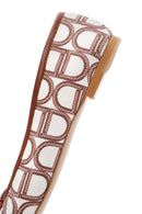 Kadın Kahverengi Monogram Desenli Deri Babet | Derimod Kadın Kahverengi Monogram Desenli Deri Babet | Derimod