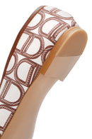 Women's Brown Monogrammed Leather Ballerina Shoes | Derimod Women's Brown Monogrammed Leather Ballerina Shoes | Derimod