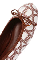 Kadın Kahverengi Monogram Desenli Deri Babet | Derimod Kadın Kahverengi Monogram Desenli Deri Babet | Derimod