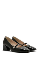 Women's Black Thick Short Heeled Leather Shoes | Derimod Women's Black Thick Short Heeled Leather Shoes | Derimod