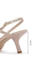 Women's Powder Open Back Thin Heeled Patent Leather Stiletto | Derimod Women's Powder Open Back Thin Heeled Patent Leather Stiletto | Derimod