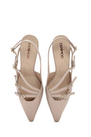 Women's Powder Open Back Thin Heeled Patent Leather Stiletto | Derimod Women's Powder Open Back Thin Heeled Patent Leather Stiletto | Derimod