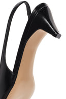 Women's Black Open Back Low Heel Leather Stiletto | Derimod Women's Black Open Back Low Heel Leather Stiletto | Derimod