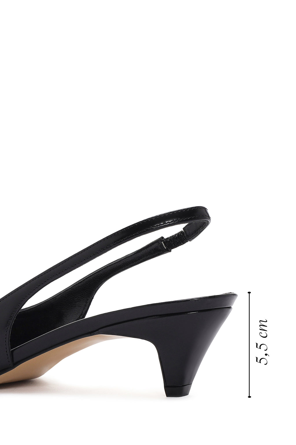 Kadın Siyah Arkası Açık Kısa Topuklu Deri Stiletto